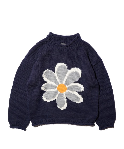 THRIFTY LOOK(スリフティールック)の「THRIFTY LOOK / スリフティールック HAND KNIT ROLLNECK SWEATER ハンドニット ロールネックセーター(ニット/セーター・メンズ・ネイビー/ブラック系/ホワイト/ブラック・ONE SIZE)」の4枚目の写真
