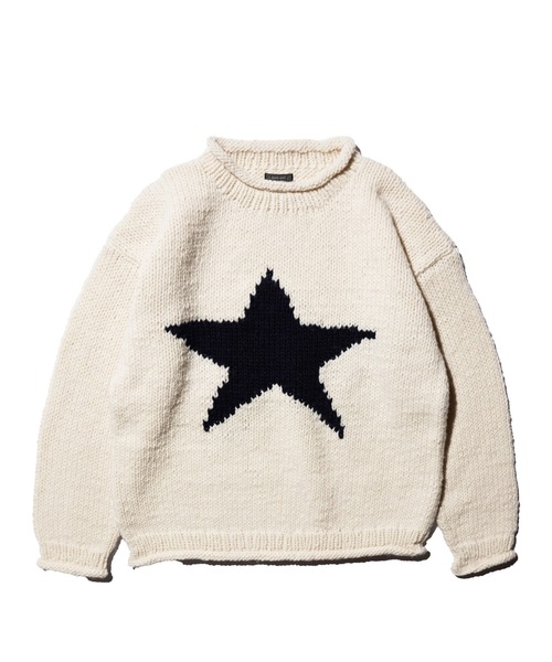 THRIFTY LOOK(スリフティールック)の「THRIFTY LOOK / スリフティールック HAND KNIT ROLLNECK SWEATER ハンドニット ロールネックセーター(ニット/セーター・メンズ・ネイビー/ブラック系/ホワイト/ブラック・ONE SIZE)」の1枚目の写真