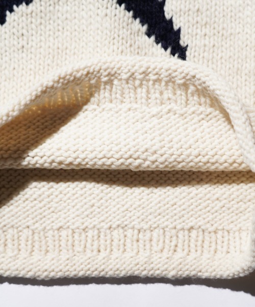 THRIFTY LOOK(スリフティールック)の「THRIFTY LOOK / スリフティールック HAND KNIT ROLLNECK SWEATER ハンドニット ロールネックセーター(ニット/セーター・メンズ・ネイビー/ブラック系/ホワイト/ブラック・ONE SIZE)」の9枚目の写真