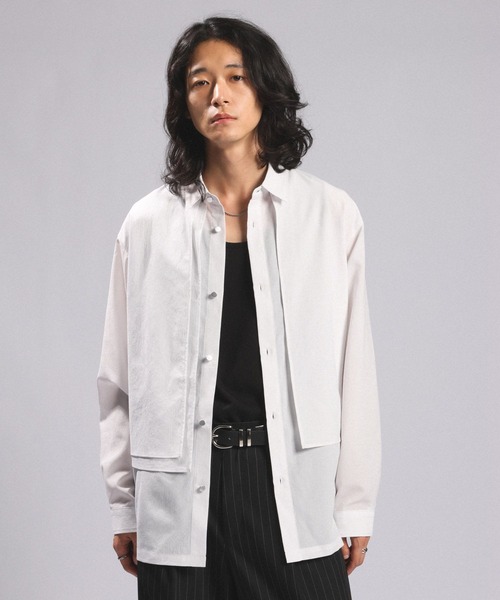 RAGEBLUE(レイジブルー)の「<接触冷感/イージーケア>COOL FEELING SHEER FLAPS LAYERED SHIRT/シアーフラシレイヤードシャツ(シャツ/ブラウス・メンズ・ホワイト/ブラック/カーキ/オレンジ・MEDIUM/LARGE)」の10枚目の写真