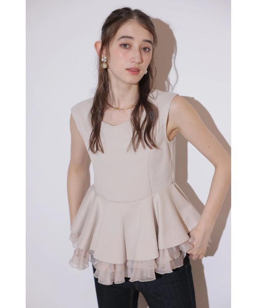 Rirandture(リランドチュール)の「ティアードラッフルペプラムカットソー(Tシャツ/カットソー・レディース・ピンクベージュ/ブラック・2)」の16枚目の写真