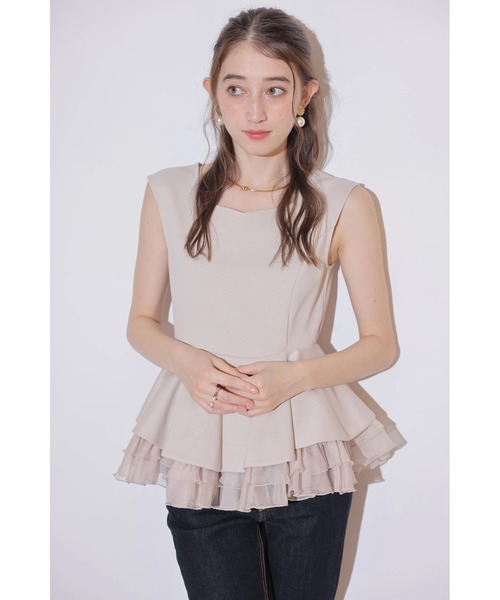 Rirandture(リランドチュール)の「ティアードラッフルペプラムカットソー(Tシャツ/カットソー・レディース・ピンクベージュ/ブラック・2)」の18枚目の写真