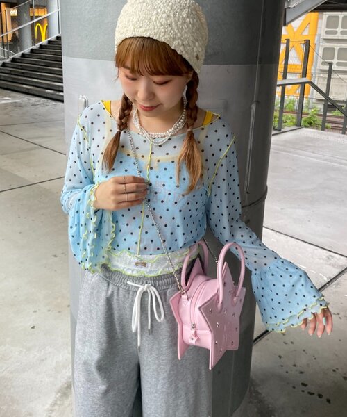 HELLO.SANFRANCISCO（ハローサンフランシスコ）の「【HELLO.SANFRANCISCO】シアードットフリルTEE（Tシャツ/カットソー・レディース・ブルー/オレンジ/ホワイト・ONE SIZE）」の3枚目の写真