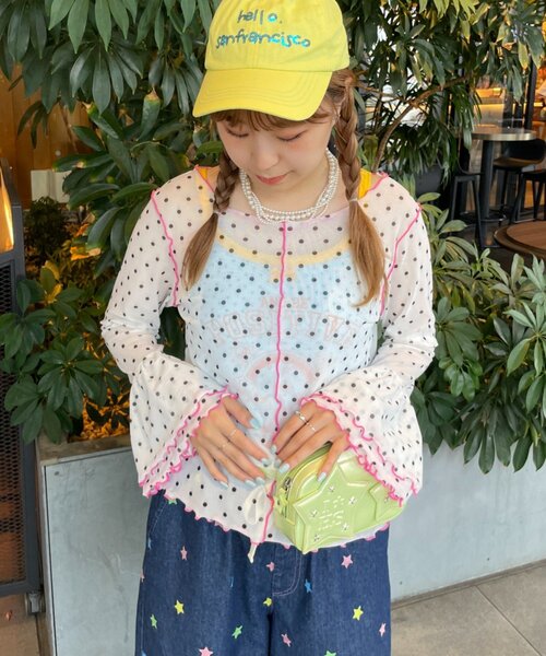 HELLO.SANFRANCISCO（ハローサンフランシスコ）の「【HELLO.SANFRANCISCO】シアードットフリルTEE（Tシャツ/カットソー・レディース・ブルー/オレンジ/ホワイト・ONE SIZE）」の4枚目の写真