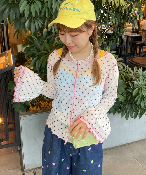 HELLO.SANFRANCISCO（ハローサンフランシスコ）の「【HELLO.SANFRANCISCO】シアードットフリルTEE（Tシャツ/カットソー・レディース・ブルー/オレンジ/ホワイト・ONE SIZE）」の5枚目の写真