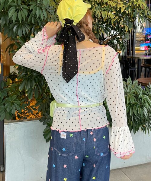 HELLO.SANFRANCISCO（ハローサンフランシスコ）の「【HELLO.SANFRANCISCO】シアードットフリルTEE（Tシャツ/カットソー・レディース・ブルー/オレンジ/ホワイト・ONE SIZE）」の7枚目の写真