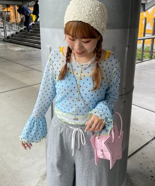 HELLO.SANFRANCISCO（ハローサンフランシスコ）の「【HELLO.SANFRANCISCO】シアードットフリルTEE（Tシャツ/カットソー・レディース・ブルー/オレンジ/ホワイト・ONE SIZE）」の11枚目の写真
