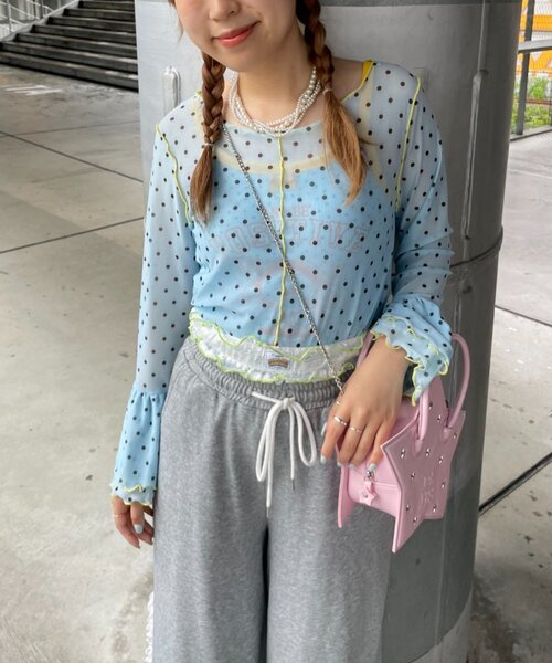 HELLO.SANFRANCISCO（ハローサンフランシスコ）の「【HELLO.SANFRANCISCO】シアードットフリルTEE（Tシャツ/カットソー・レディース・ブルー/オレンジ/ホワイト・ONE SIZE）」の15枚目の写真