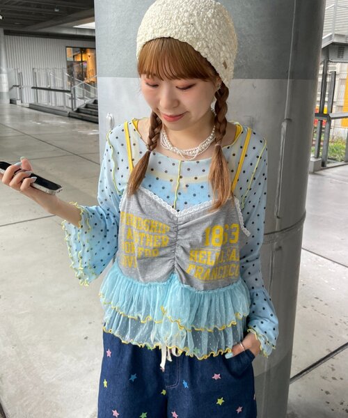 HELLO.SANFRANCISCO（ハローサンフランシスコ）の「【HELLO.SANFRANCISCO】シアードットフリルTEE（Tシャツ/カットソー・レディース・ブルー/オレンジ/ホワイト・ONE SIZE）」の19枚目の写真