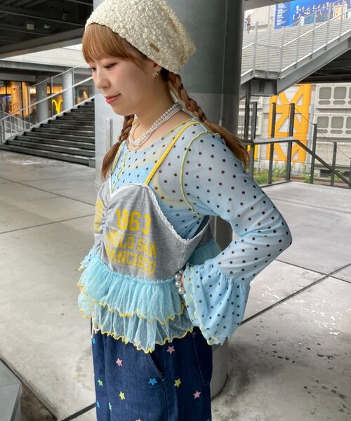 HELLO.SANFRANCISCO（ハローサンフランシスコ）の「【HELLO.SANFRANCISCO】シアードットフリルTEE（Tシャツ/カットソー・レディース・ブルー/オレンジ/ホワイト・ONE SIZE）」の20枚目の写真