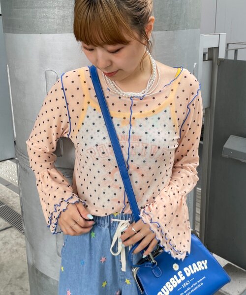 HELLO.SANFRANCISCO（ハローサンフランシスコ）の「【HELLO.SANFRANCISCO】シアードットフリルTEE（Tシャツ/カットソー・レディース・ブルー/オレンジ/ホワイト・ONE SIZE）」の21枚目の写真