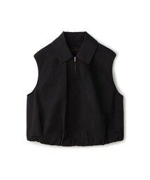 ポリエステルシルクタフタ ステンカラーコクーンジレ