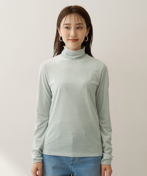 UNTITLED(アンタイトル)の「【重ね着レイヤード】シアーベロアハイネックトップス(Tシャツ/カットソー・レディース・オフホワイト/ブラック/ライトグレー系9/グリーン系・04/44/48/02/00)」の22枚目の写真