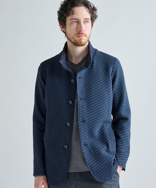 MEN'S BIGI(メンズビギ)の「ブリスターニットジャカード スタンドジャケット(その他アウター・メンズ・ネイビー/グレー系その他/ブラック・03/02/01/04)」の3枚目の写真