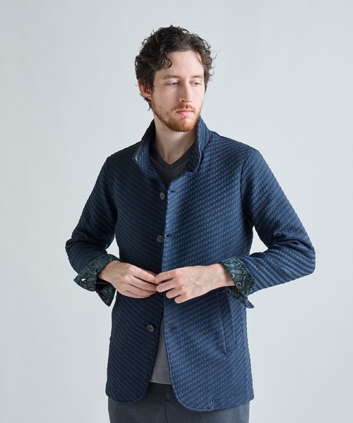 MEN'S BIGI(メンズビギ)の「ブリスターニットジャカード スタンドジャケット(その他アウター・メンズ・ネイビー/グレー系その他/ブラック・03/02/01/04)」の7枚目の写真
