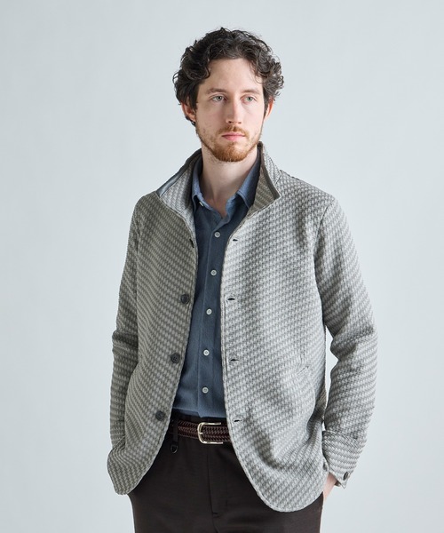 MEN'S BIGI(メンズビギ)の「ブリスターニットジャカード スタンドジャケット(その他アウター・メンズ・ネイビー/グレー系その他/ブラック・03/02/01/04)」の4枚目の写真