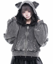 REFLEM/レフレム』顔料加工猫耳ZIPフーディー/ジップパーカー