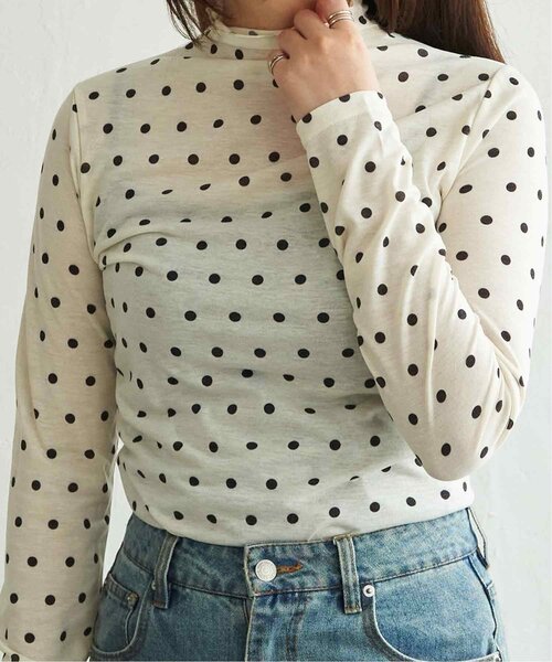 VENCEEXCHANGE(ヴァンスエクスチェンジ)の「シアードットハイネックプルオーバー(Tシャツ/カットソー・レディース・ブラウン/ブラック/グレー/オフホワイト・FREE)」の15枚目の写真