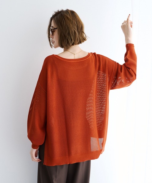 Editt by YECCA VECCA（エディットバイイェッカヴェッカ）の「メッシュルーズニット（ニット/セーター・レディース・ブラウン/テラコッタ/ブラック・FREE）」の21枚目の写真