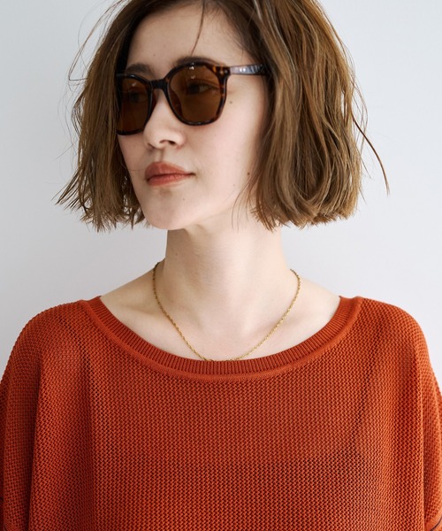 Editt by YECCA VECCA（エディットバイイェッカヴェッカ）の「メッシュルーズニット（ニット/セーター・レディース・ブラウン/テラコッタ/ブラック・FREE）」の22枚目の写真