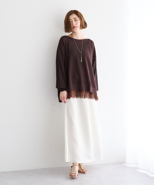Editt by YECCA VECCA（エディットバイイェッカヴェッカ）の「メッシュルーズニット（ニット/セーター・レディース・ブラウン/テラコッタ/ブラック・FREE）」の9枚目の写真
