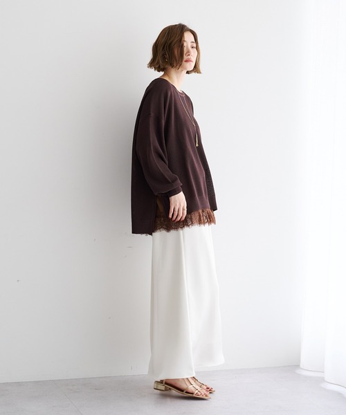 Editt by YECCA VECCA（エディットバイイェッカヴェッカ）の「メッシュルーズニット（ニット/セーター・レディース・ブラウン/テラコッタ/ブラック・FREE）」の13枚目の写真