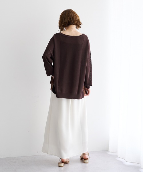 Editt by YECCA VECCA（エディットバイイェッカヴェッカ）の「メッシュルーズニット（ニット/セーター・レディース・ブラウン/テラコッタ/ブラック・FREE）」の15枚目の写真