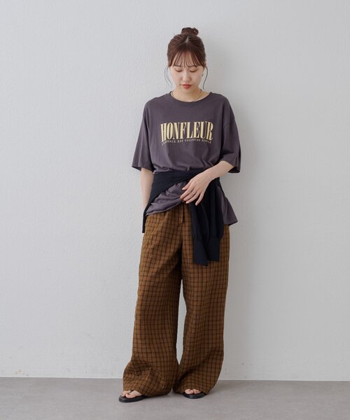 DISCOAT(ディスコート)の「チェック柄イージーパンツ(その他パンツ・レディース・ブラウン/ネイビー・MEDIUM/SMALL/LARGE)」の9枚目の写真
