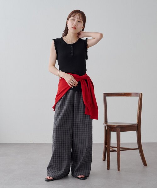 DISCOAT(ディスコート)の「チェック柄イージーパンツ(その他パンツ・レディース・ブラウン/ネイビー・MEDIUM/SMALL/LARGE)」の21枚目の写真