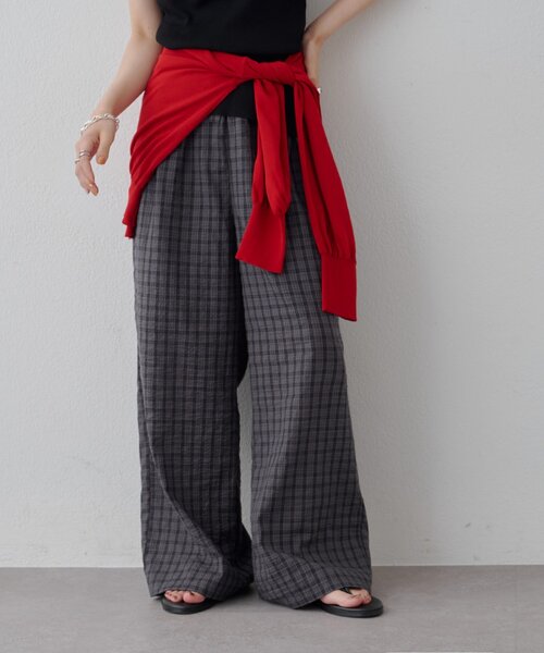 DISCOAT(ディスコート)の「チェック柄イージーパンツ(その他パンツ・レディース・ブラウン/ネイビー・MEDIUM/SMALL/LARGE)」の22枚目の写真