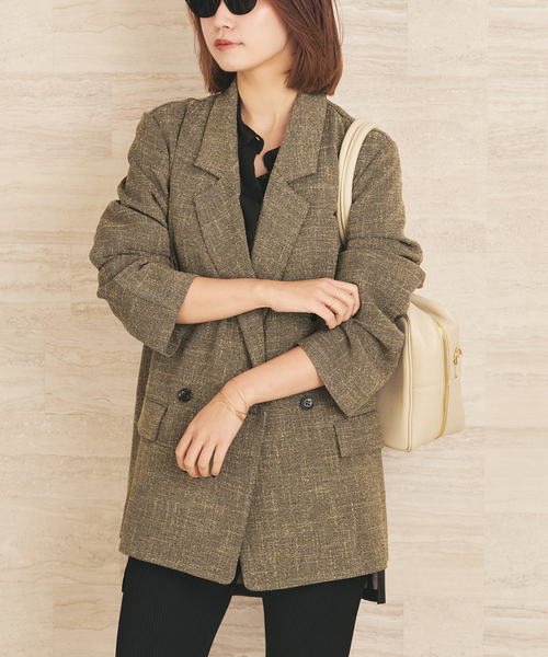 plage(プラージュ)の「R’IAM MINI TWEED ジャケット(テーラードジャケット・レディース・ベージュ/ブラック・38/36)」の2枚目の写真