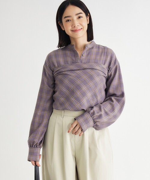 HONEYSUCKLE ROSE(ハニーサックルローズ)の「スカーフ付きチェックシャツ(シャツ/ブラウス・レディース・ダークブラウン/ブラック系・04/05)」の6枚目の写真