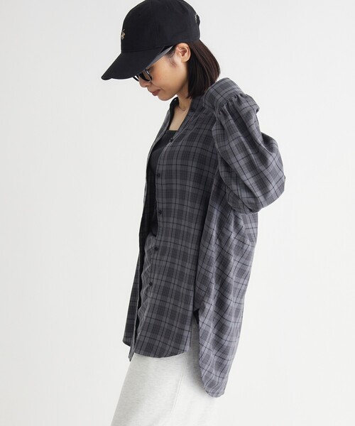 HONEYSUCKLE ROSE(ハニーサックルローズ)の「スカーフ付きチェックシャツ(シャツ/ブラウス・レディース・ダークブラウン/ブラック系・04/05)」の12枚目の写真