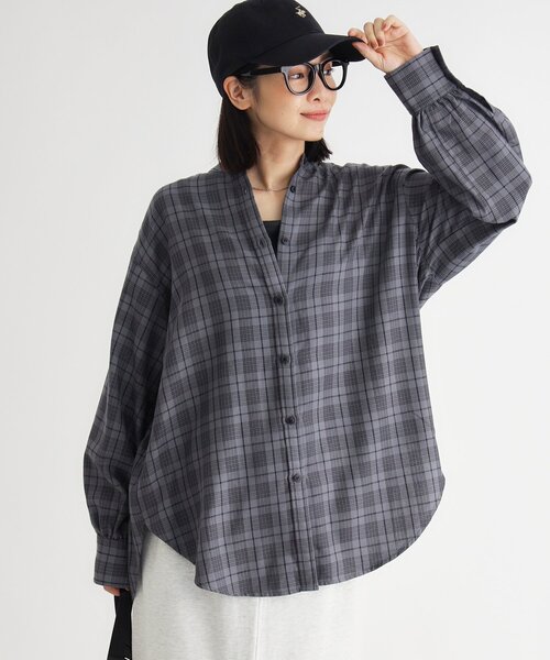 HONEYSUCKLE ROSE(ハニーサックルローズ)の「スカーフ付きチェックシャツ(シャツ/ブラウス・レディース・ダークブラウン/ブラック系・04/05)」の14枚目の写真