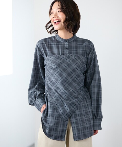 HONEYSUCKLE ROSE(ハニーサックルローズ)の「スカーフ付きチェックシャツ(シャツ/ブラウス・レディース・ダークブラウン/ブラック系・04/05)」の20枚目の写真