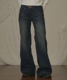 wide leg low rise pants/刺繍ワイドレッグローライズパンツ