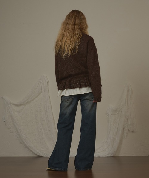hazyl（ヘイジル）の「wide leg low rise pants/刺繍ワイドレッグローライズパンツ（デニムパンツ・レディース・ブラウン系その他/ブルー・SMALL/MEDIUM）」の17枚目の写真