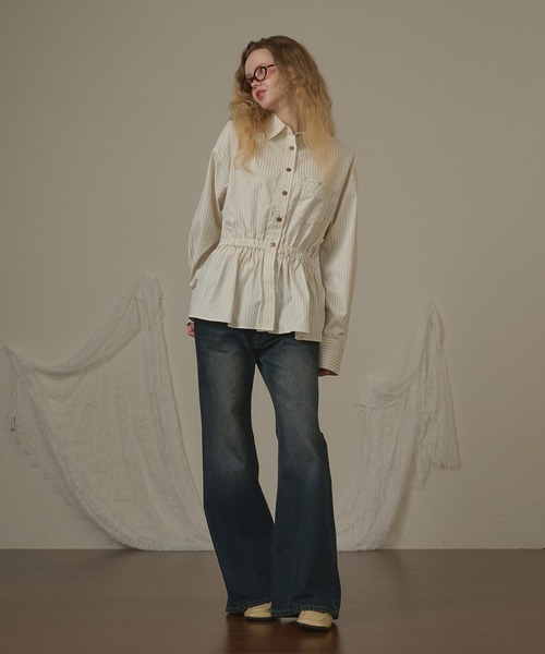 hazyl（ヘイジル）の「wide leg low rise pants/刺繍ワイドレッグローライズパンツ（デニムパンツ・レディース・ブラウン系その他/ブルー・SMALL/MEDIUM）」の14枚目の写真