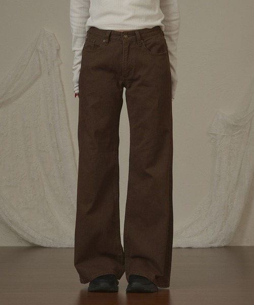 hazyl（ヘイジル）の「wide leg low rise pants/刺繍ワイドレッグローライズパンツ（デニムパンツ・レディース・ブラウン系その他/ブルー・SMALL/MEDIUM）」の19枚目の写真