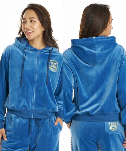 BILLABONG(ビラボン)の「BILLABONG ウィメンズ SURF CAMP PALM 73 ZIP HOODIE パーカー 【2026年秋冬モデル】/ビラボンベロアジップアップパーカー(パーカー・レディース・ブルー系その他/エメラルド/アイボリー・MEDIUM/LARGE)」の1枚目の写真
