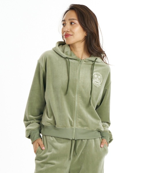 BILLABONG(ビラボン)の「BILLABONG ウィメンズ SURF CAMP PALM 73 ZIP HOODIE パーカー 【2026年秋冬モデル】/ビラボンベロアジップアップパーカー(パーカー・レディース・ブルー系その他/エメラルド/アイボリー・MEDIUM/LARGE)」の13枚目の写真