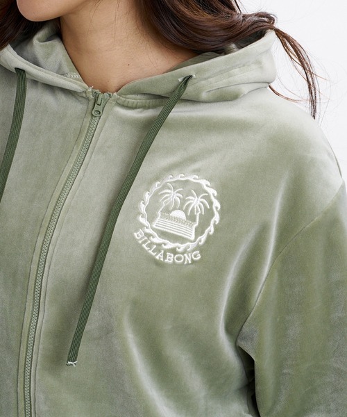 BILLABONG(ビラボン)の「BILLABONG ウィメンズ SURF CAMP PALM 73 ZIP HOODIE パーカー 【2026年秋冬モデル】/ビラボンベロアジップアップパーカー(パーカー・レディース・ブルー系その他/エメラルド/アイボリー・MEDIUM/LARGE)」の15枚目の写真