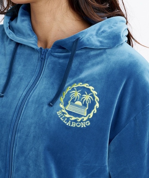 BILLABONG(ビラボン)の「BILLABONG ウィメンズ SURF CAMP PALM 73 ZIP HOODIE パーカー 【2026年秋冬モデル】/ビラボンベロアジップアップパーカー(パーカー・レディース・ブルー系その他/エメラルド/アイボリー・MEDIUM/LARGE)」の9枚目の写真