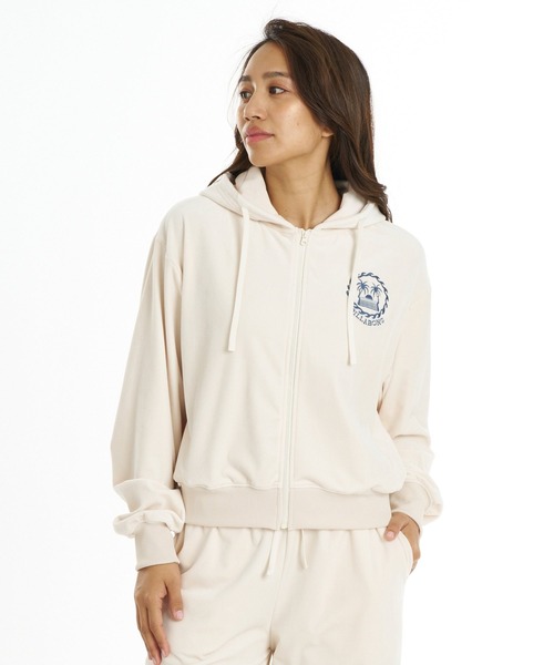 BILLABONG(ビラボン)の「BILLABONG ウィメンズ SURF CAMP PALM 73 ZIP HOODIE パーカー 【2026年秋冬モデル】/ビラボンベロアジップアップパーカー(パーカー・レディース・ブルー系その他/エメラルド/アイボリー・MEDIUM/LARGE)」の4枚目の写真