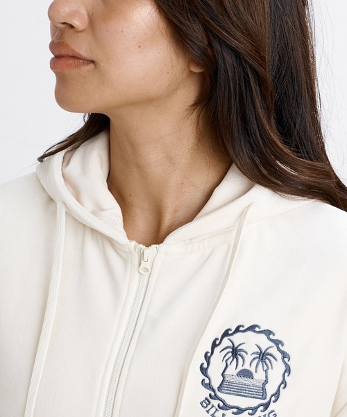 BILLABONG(ビラボン)の「BILLABONG ウィメンズ SURF CAMP PALM 73 ZIP HOODIE パーカー 【2026年秋冬モデル】/ビラボンベロアジップアップパーカー(パーカー・レディース・ブルー系その他/エメラルド/アイボリー・MEDIUM/LARGE)」の6枚目の写真