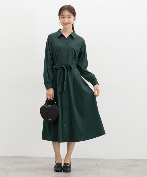 Honeys(ハニーズ)の「リボン付シャツワンピース(ワンピース・レディース・杢グレー/ネイビー/グリーン・3L/L/LL/M/S)」の10枚目の写真