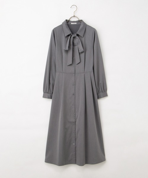 Honeys(ハニーズ)の「リボン付シャツワンピース(ワンピース・レディース・杢グレー/ネイビー/グリーン・3L/L/LL/M/S)」の19枚目の写真