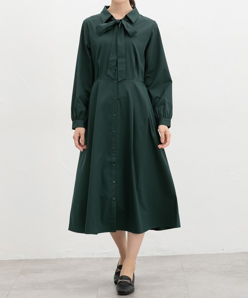 Honeys(ハニーズ)の「リボン付シャツワンピース(ワンピース・レディース・杢グレー/ネイビー/グリーン・3L/L/LL/M/S)」の21枚目の写真