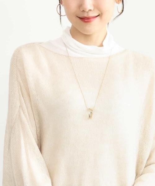 MK MICHEL KLEIN（エムケーミッシェルクラン）の「[洗える]ハイネックカットソー（Tシャツ/カットソー・レディース・ライトブルー/ブラウン/ブラック/ホワイト・38）」の2枚目の写真