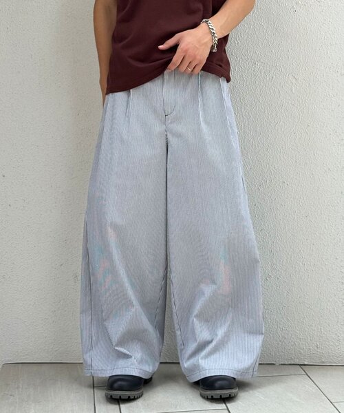 CIAOPANIC(チャオパニック)の「ストライプスーパーワイドパンツ(その他パンツ・メンズ・ホワイト/ブラック・MEDIUM/LARGE)」の1枚目の写真